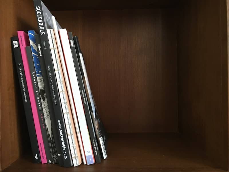 literary journals on a shelf