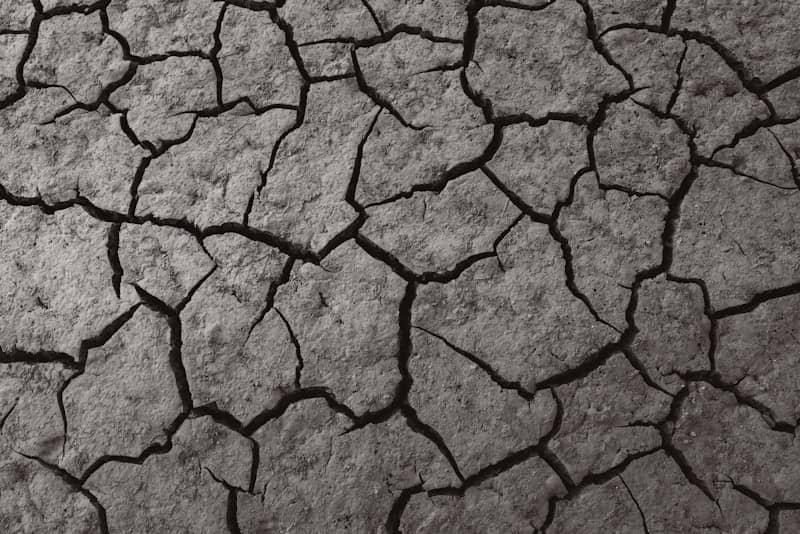 A black and white photo of a cracked surface