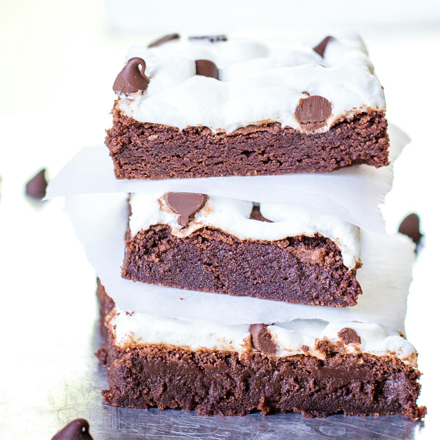 stack of marshmallow brownies