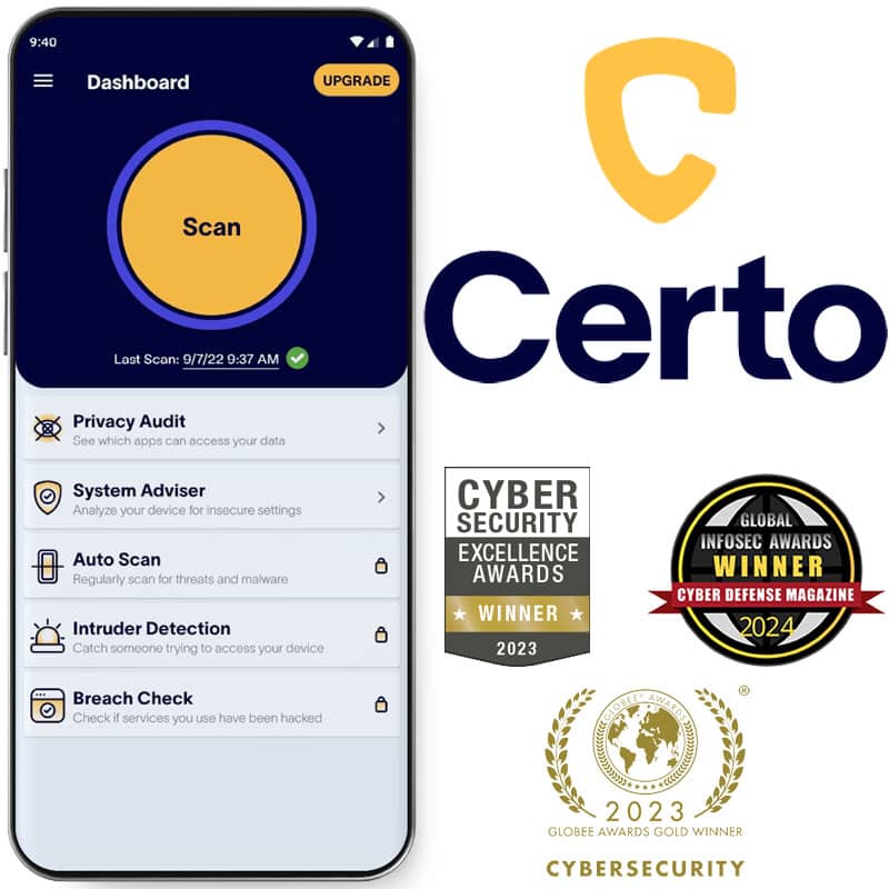 Certo software mobile phone screen