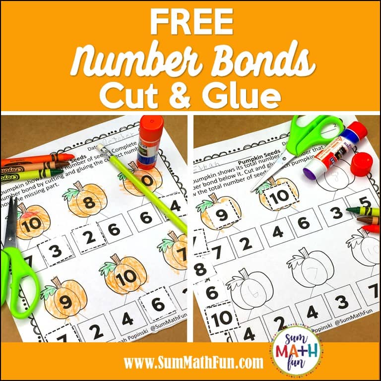 FREE} Fall Number Bond Worksheets - Cut & Glue - Sum Math Fun