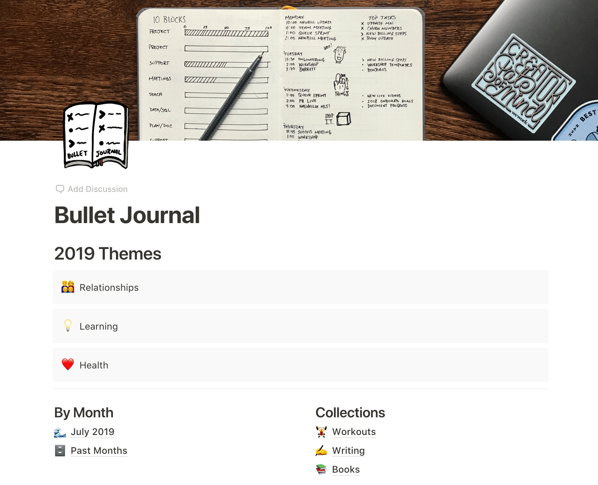 Create a digital Bullet Journal in Notion