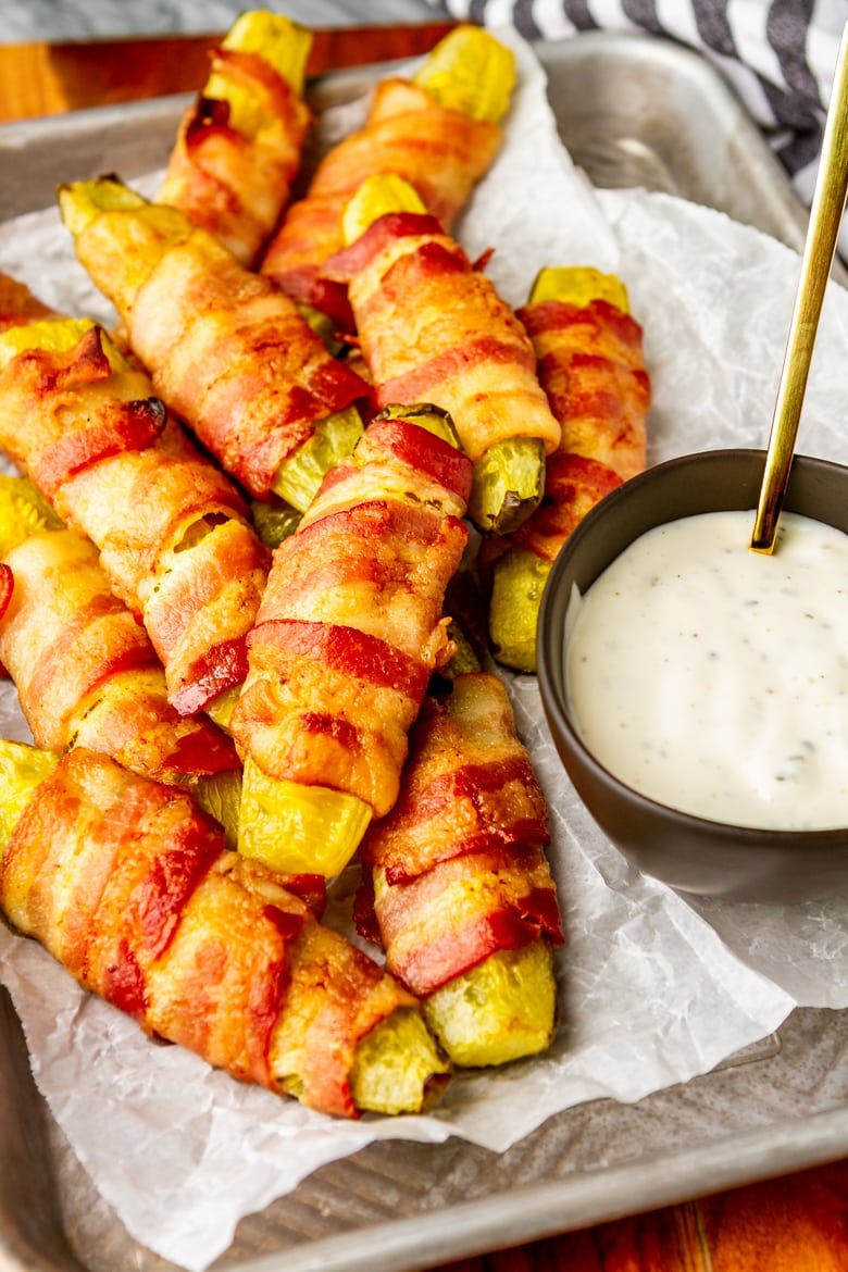 bacon wrapped pickles with ranch dressing