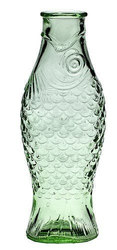 Green Glass Fish Bottle