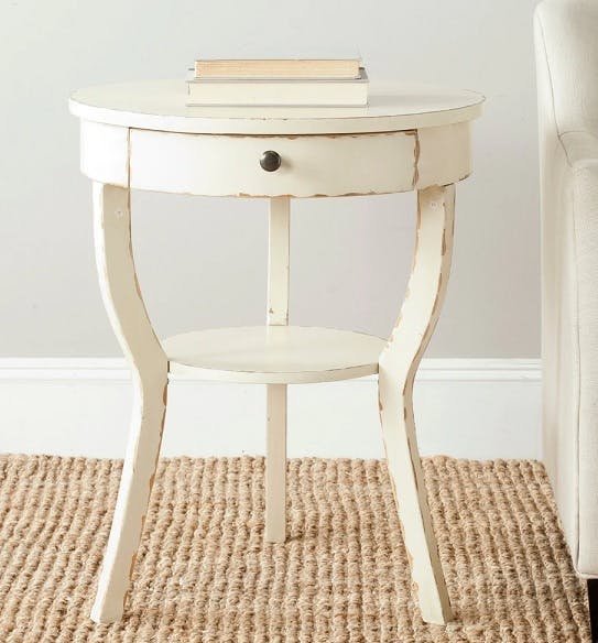 Safavieh White Distressed Round End Table ON SALE