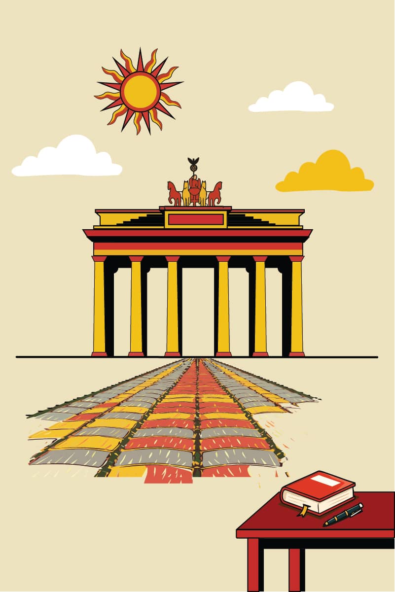 Castle on a hill seen through tree branches