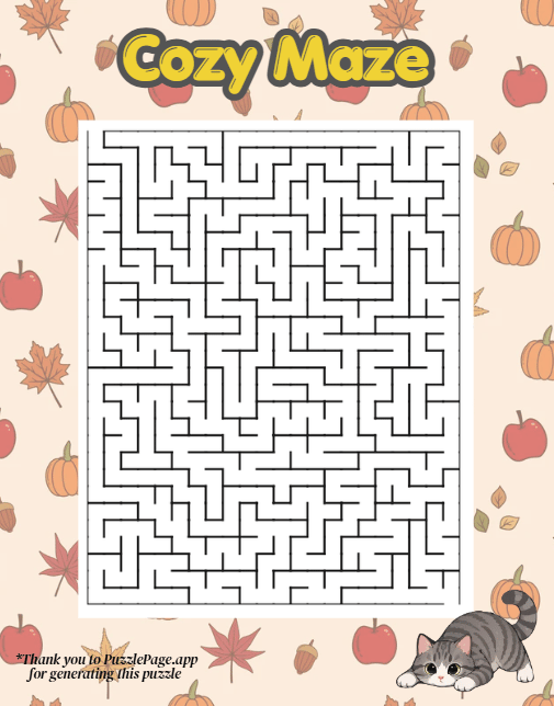 Maze with a cat and fall background