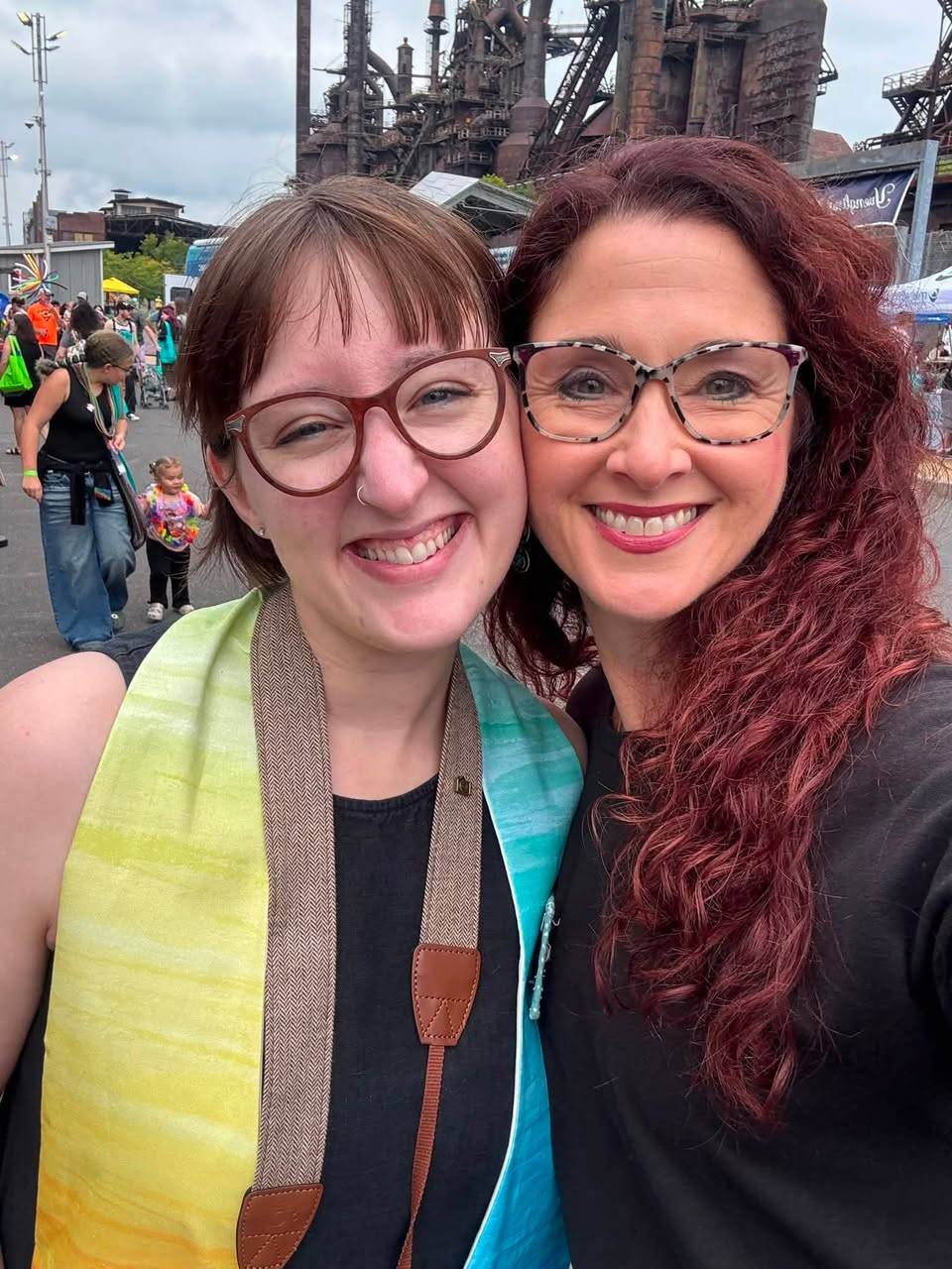 Pastor Byrnese is on the left, wearing a rainbow stole, pictured with Karen at Lehigh Valley Pride
