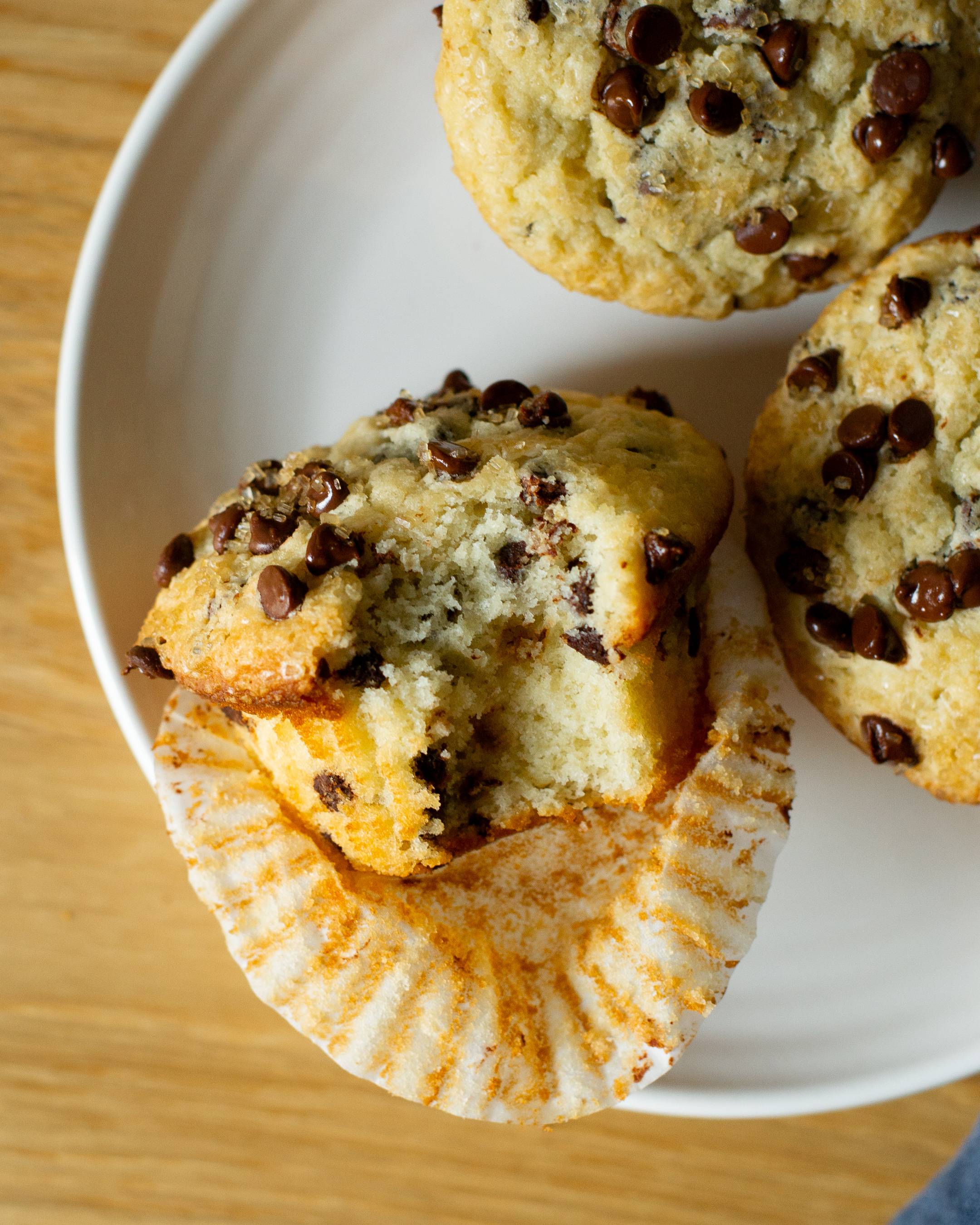 Moist and sweet chocolate chip muffins - perfect for your next breakfast or brunch!