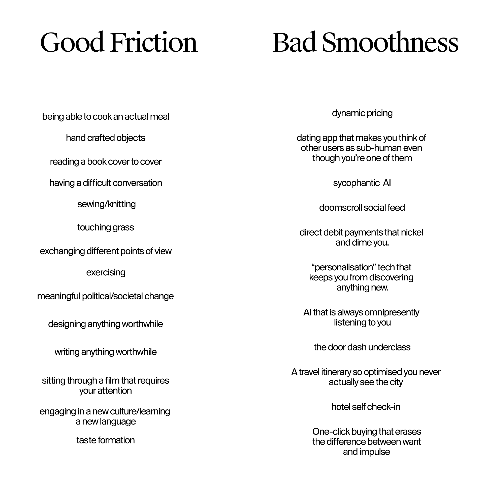 good friction bad smoothness