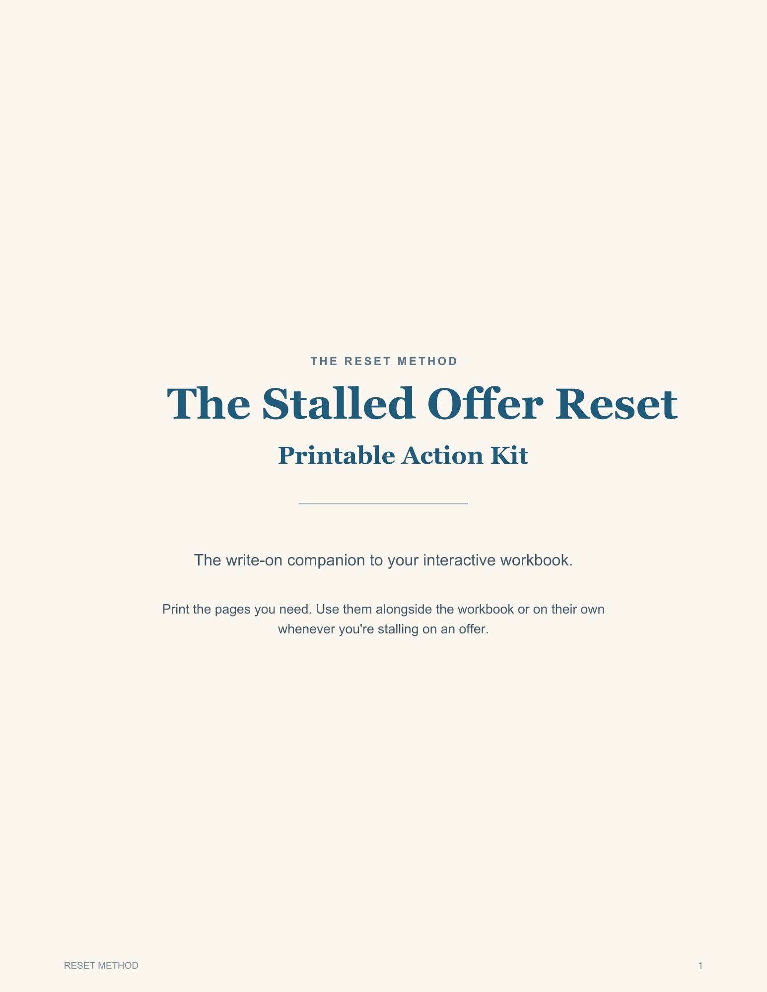 The Stalled Offer Reset Companion Printable Action Kit