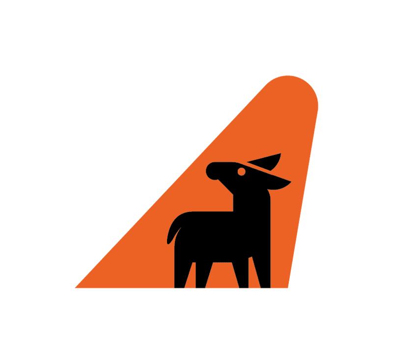 burros logo - orange spotlight with black donkey in it