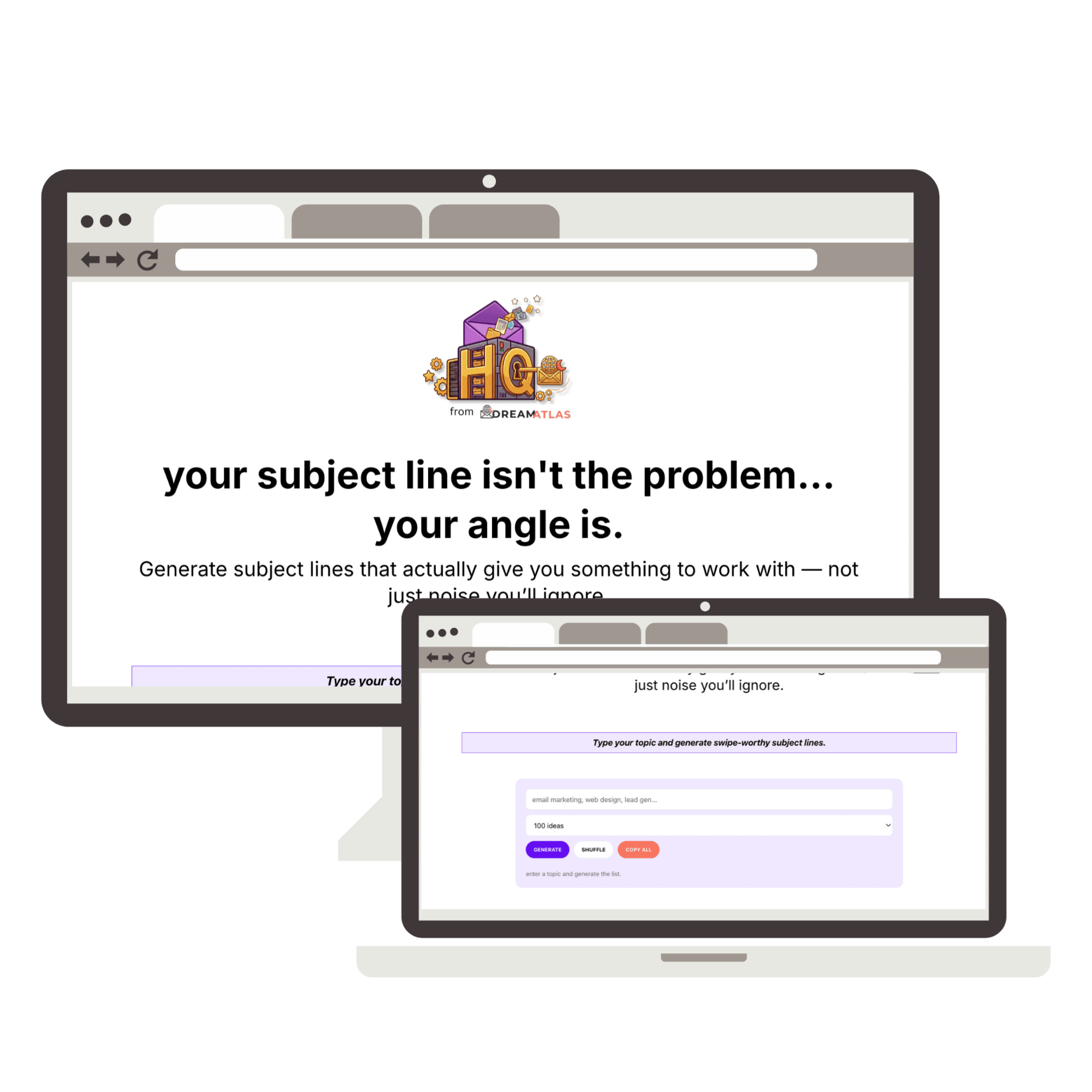 mockup of website