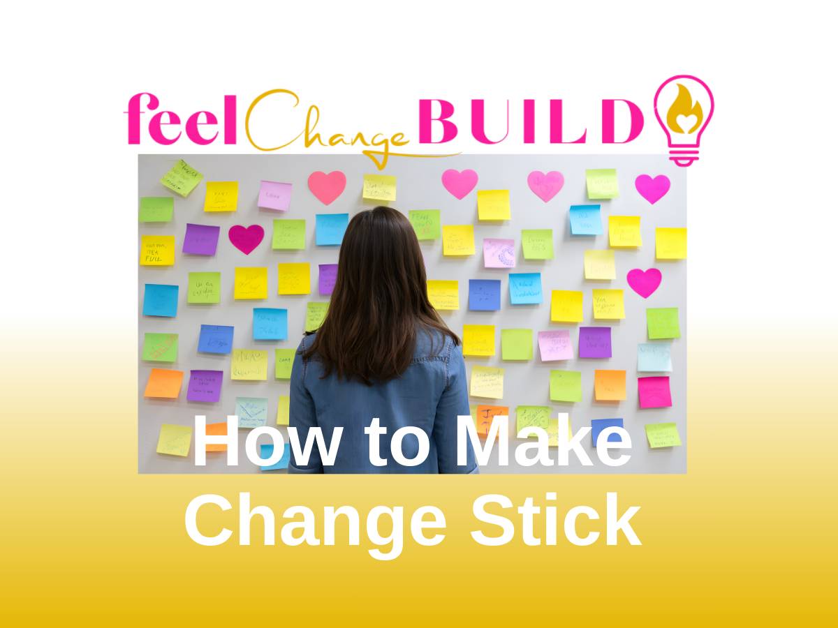 Woman looking at sticky notes on a wall