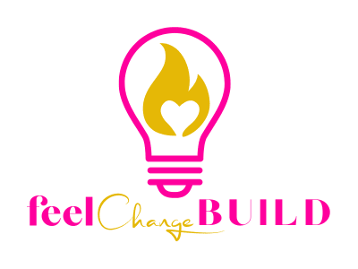 Feel Change Build Lightbulb with Flame Logo