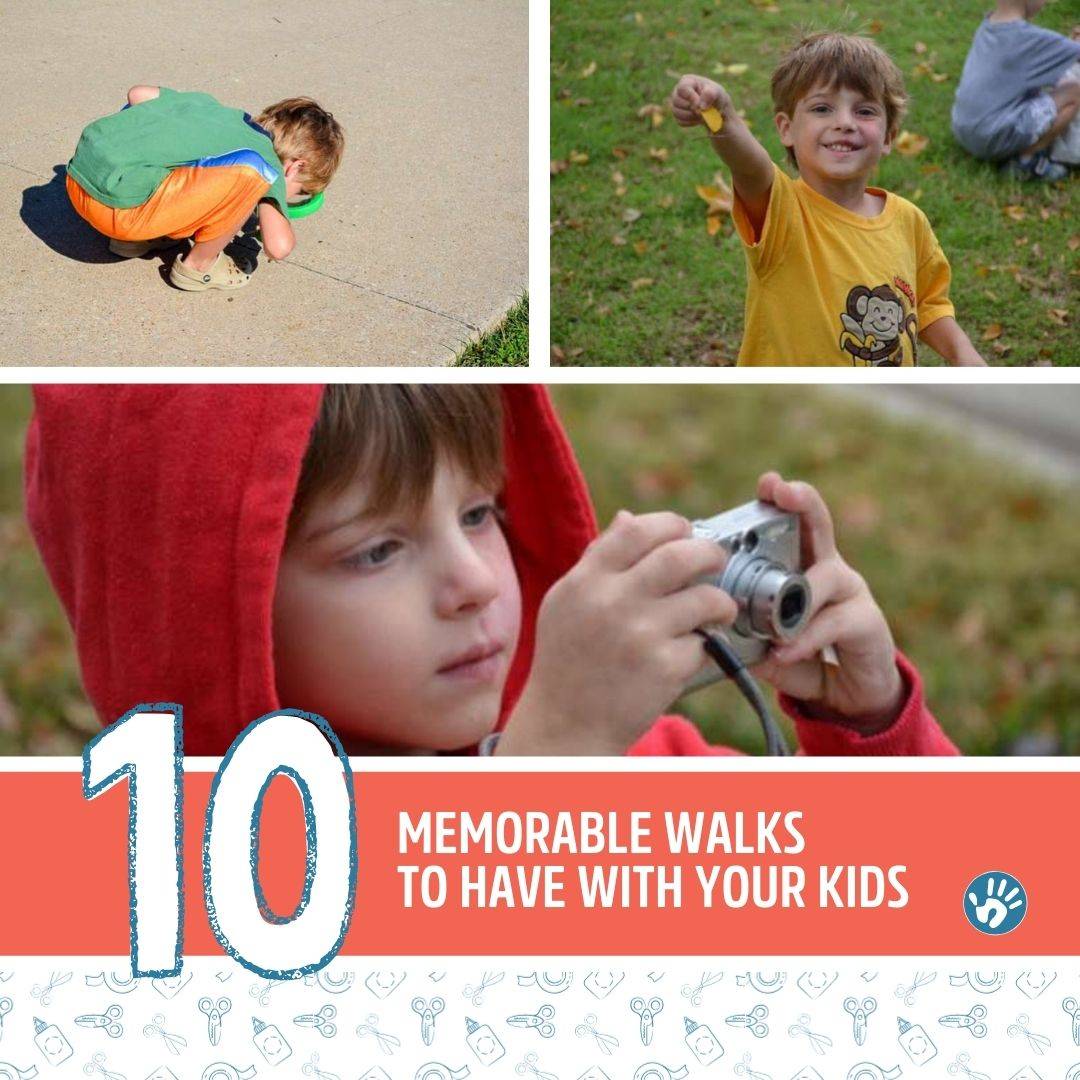 Here are 10 wonderful ideas to help you know what to do on a walk with your kids to make the moments more fun and memorable!