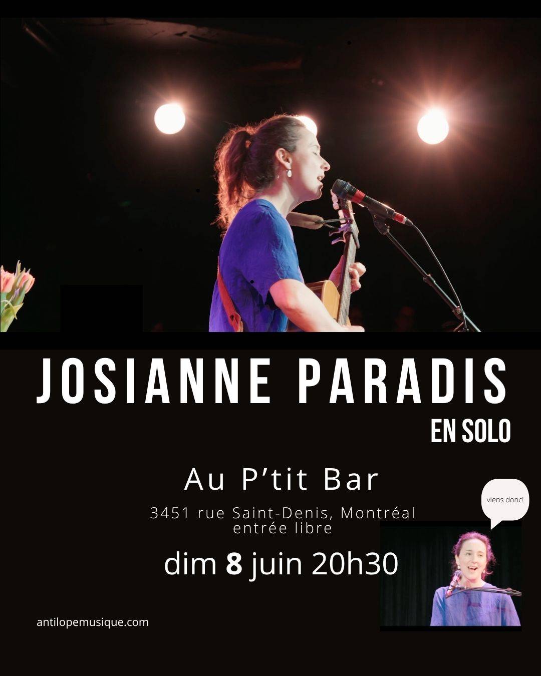 Affiche Josianne Paradis 8 juin 2025 P'tit Bar Montréal