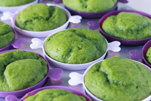 sweet spinach muffins in silicone muffin trays