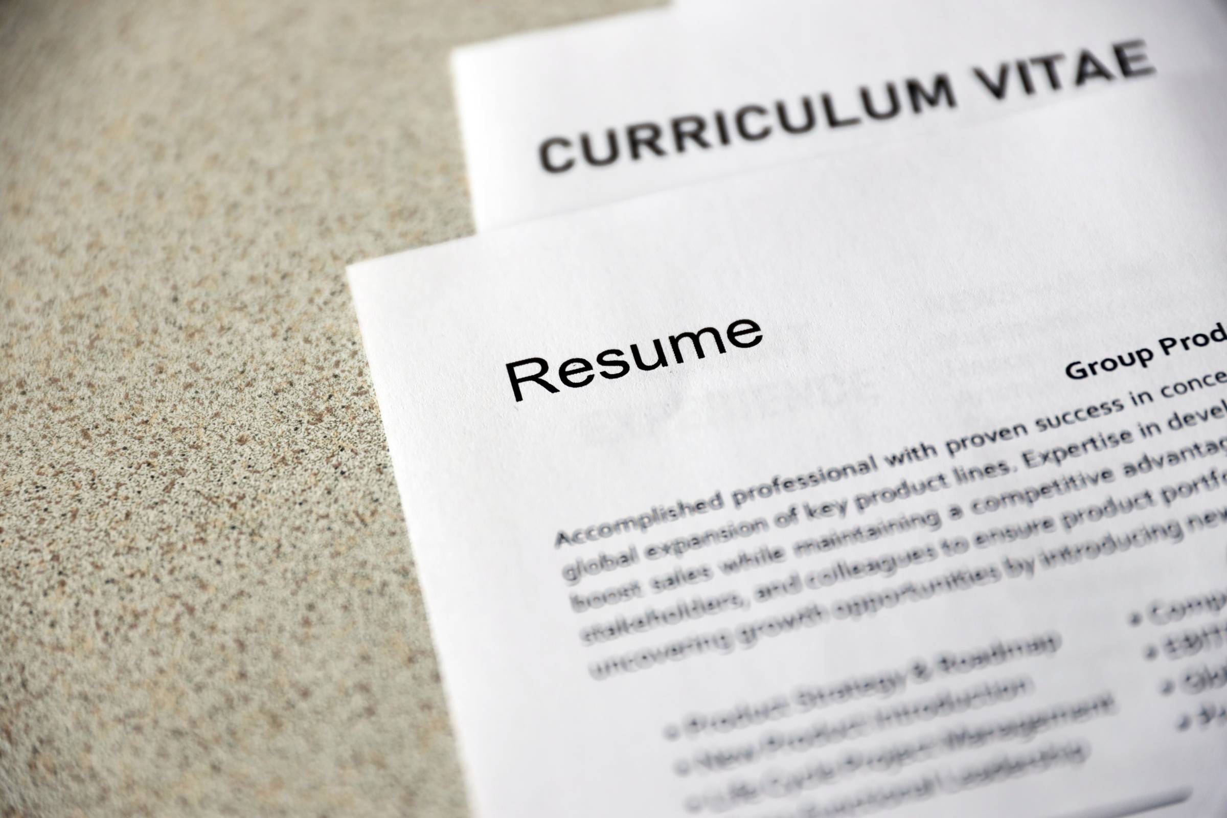 Resume and Curriculum Vitae On Textured Surface