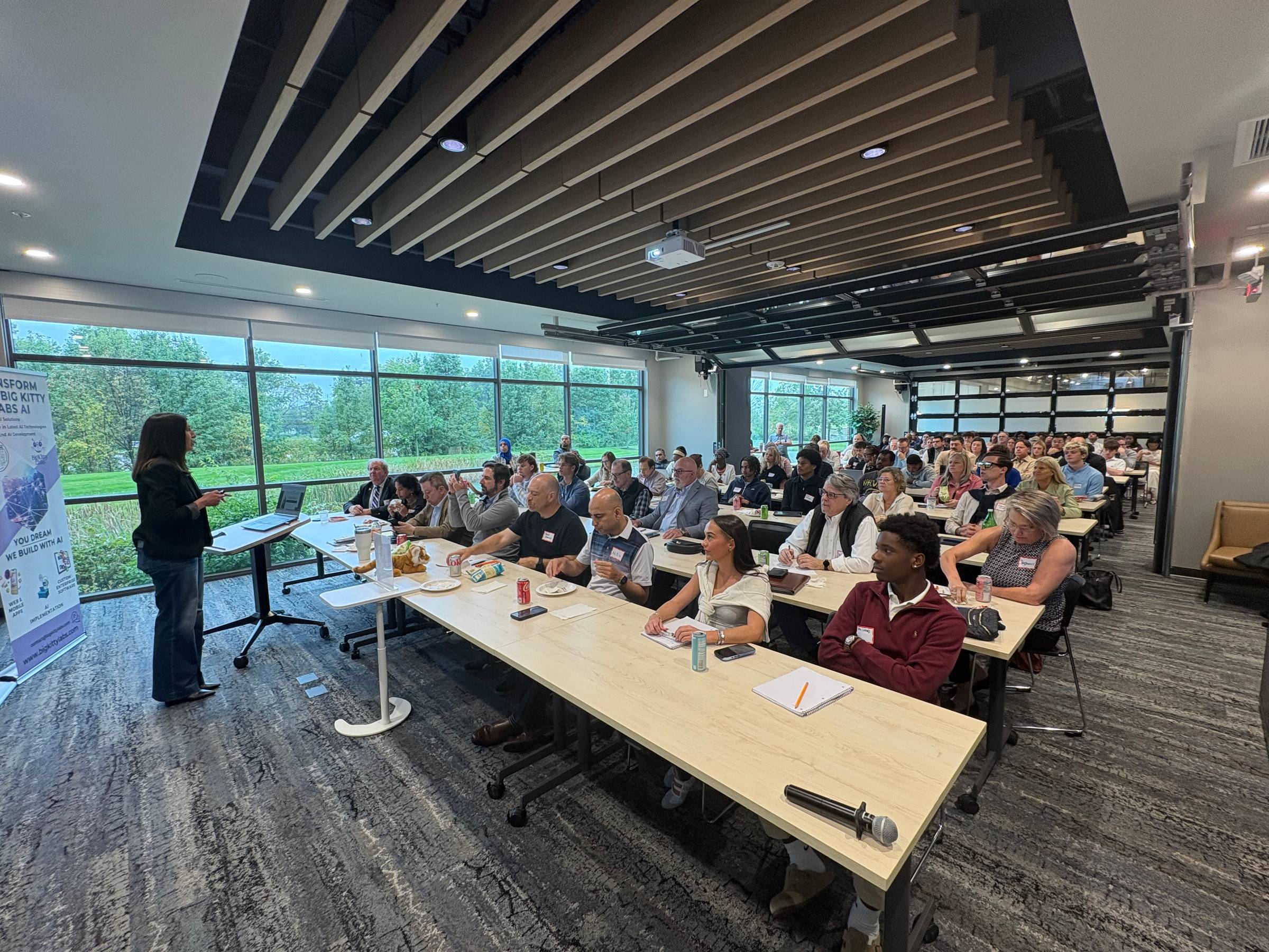 Allison Ditmer speaking about LinkedIn and personal branding to 102 founders and business owners.