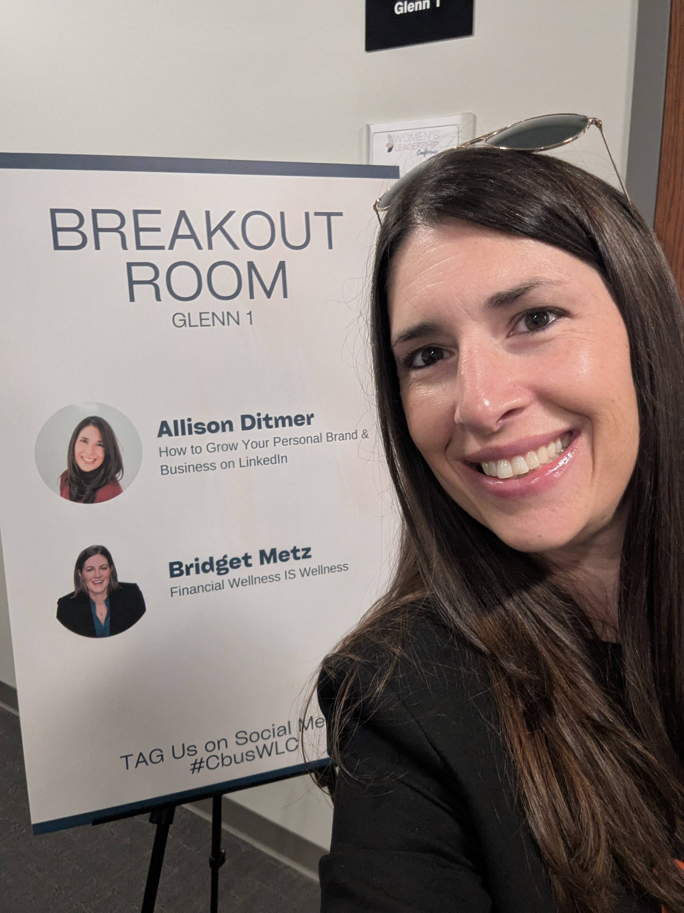 Allison Ditmer, LinkedIn personal branding coach and content marketer, speaking about LinkedIn and personal branding at a Women's Leadership Conference
