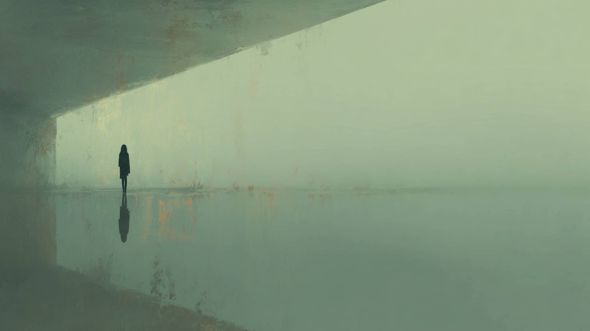 Silouette of a woman in a liminal space
