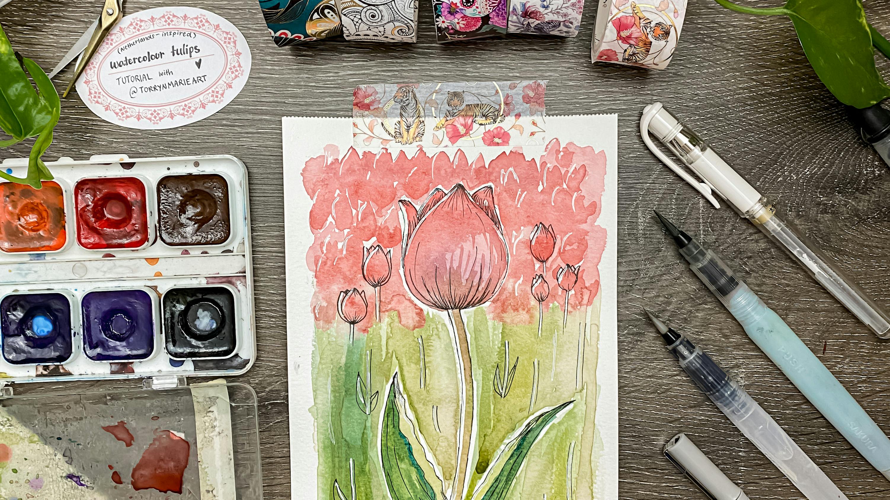 Watercolour Tulips with @torrynmarieart