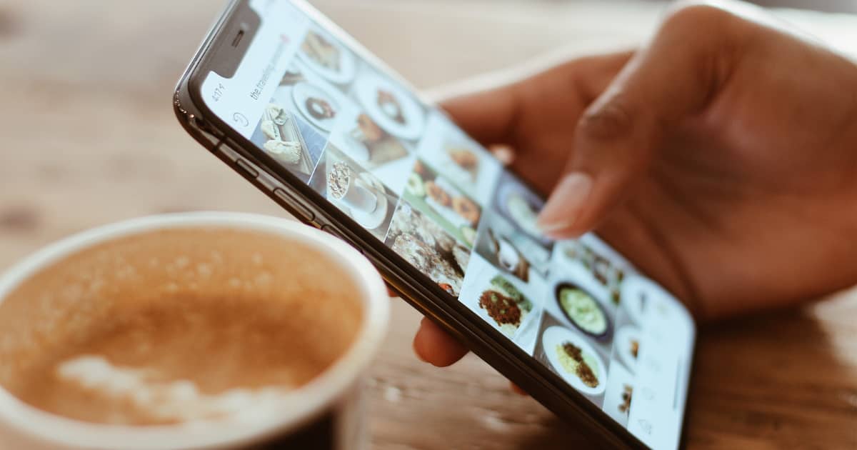 phone with social media feed
