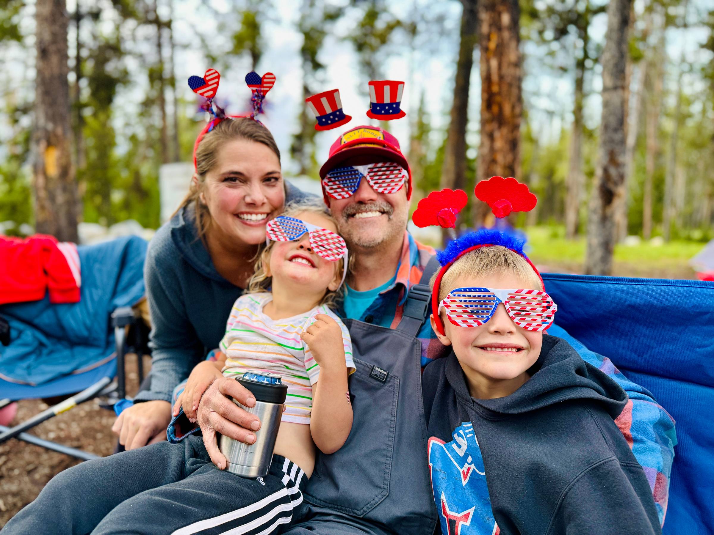 Family celebrating the fourth of july