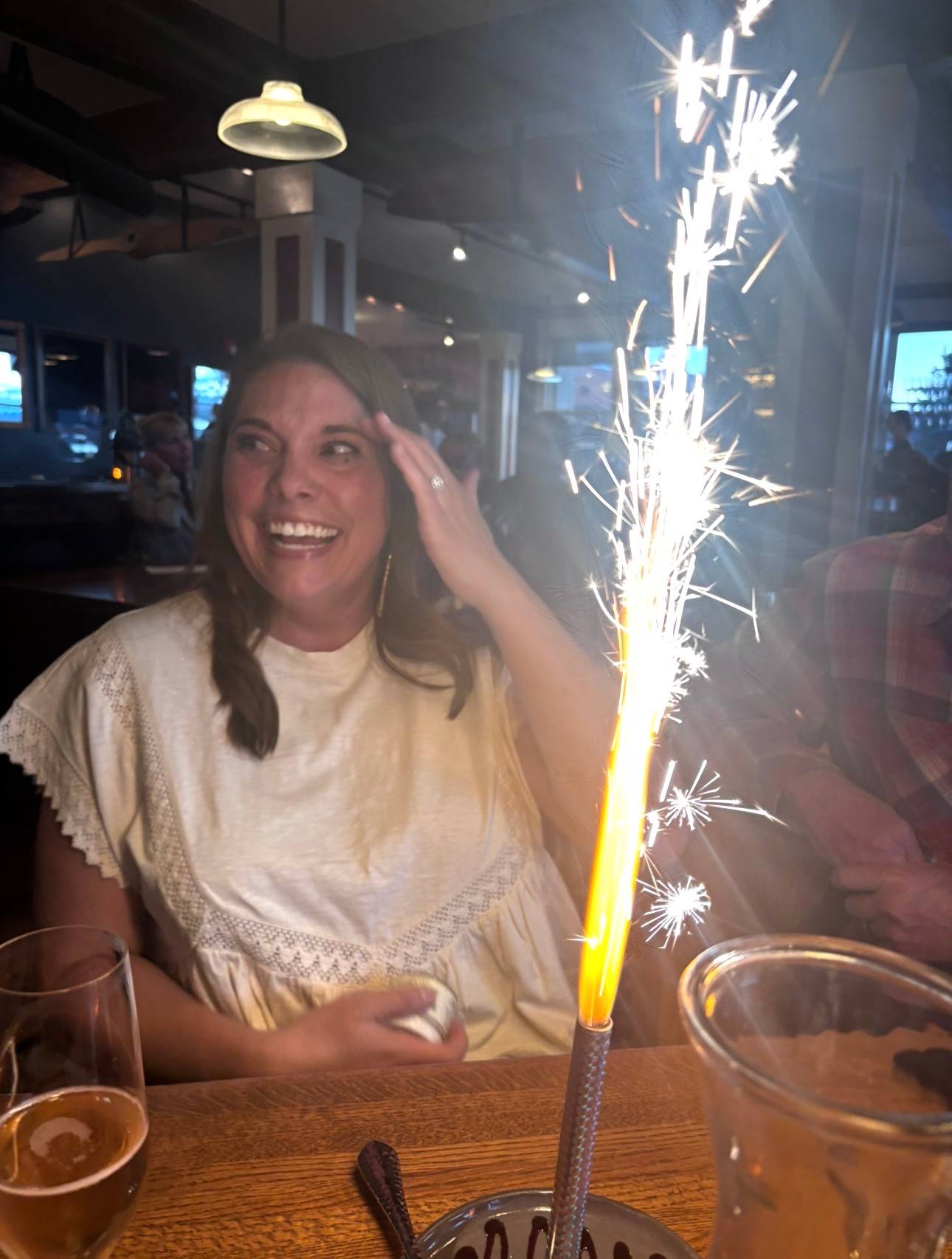 Celebrating a birthday with a sparkler candle