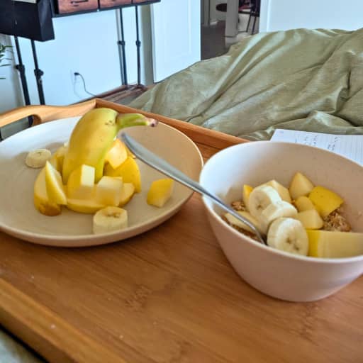 Dolphin banana swimming in apple slices