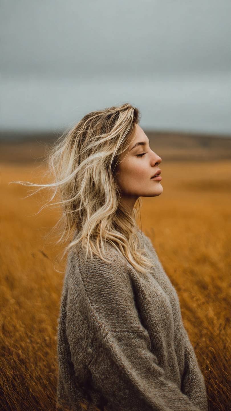 Calm woman looking away