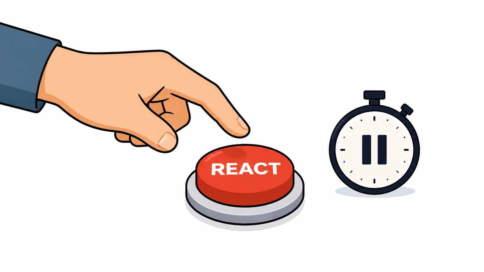 A person's hand pausing before hitting the reaction button