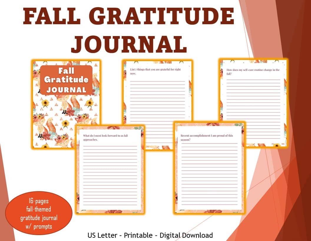 Gratitude Journal for Women Printable Pages Instant Download Self