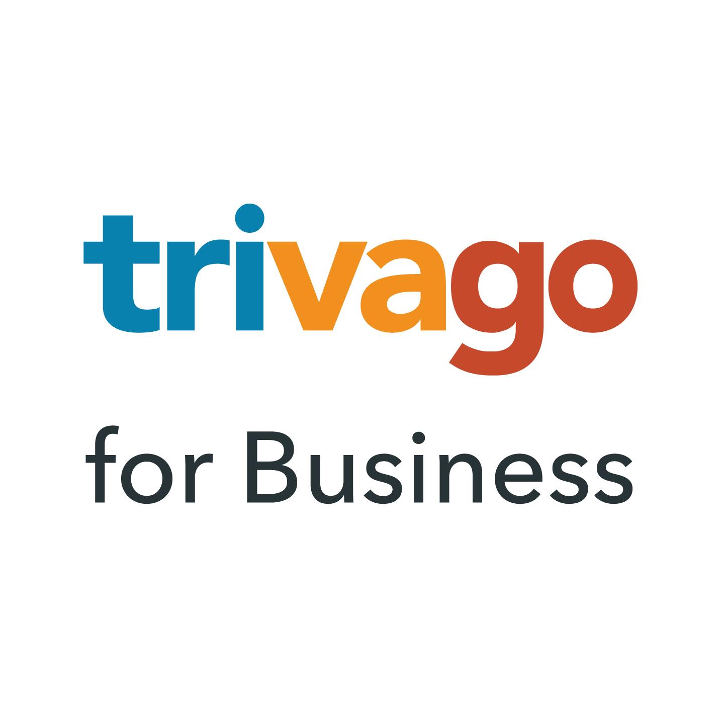 trivago for business logo - colourful letters in trivago, with For Business underneath. 