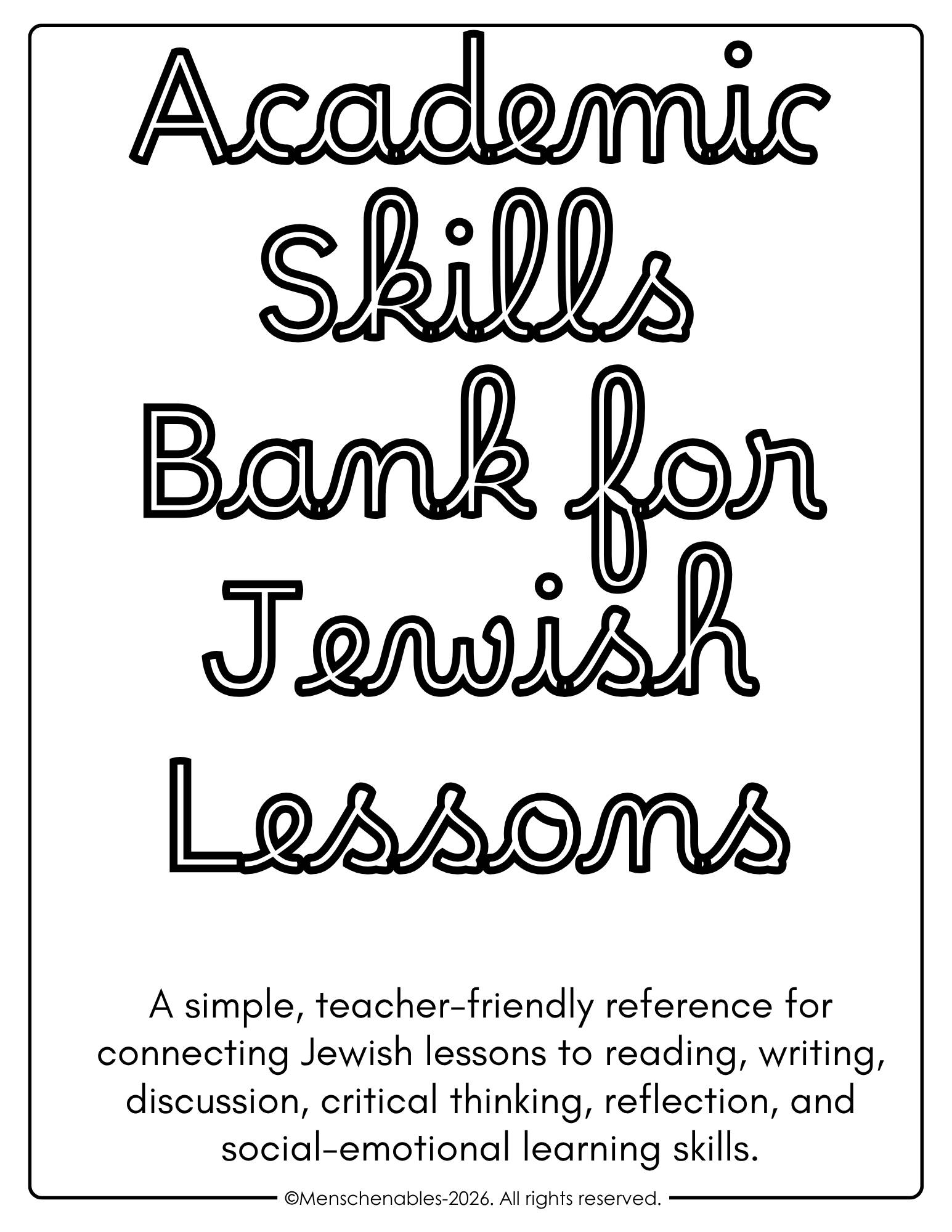 Academic Skills Bank for Jewish Classrooms