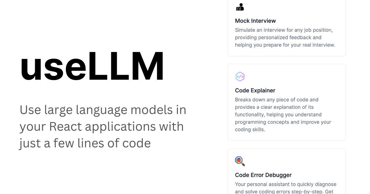 useLLM - Use Large Language Models in Your React App