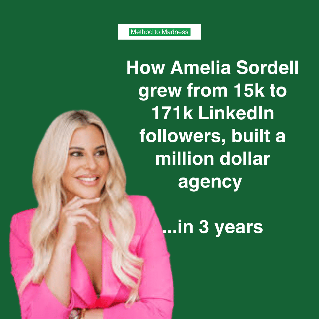 How Amelia Sordell grew from 15k to 171k LinkedIn followers and built a million dollar agency in 3 years