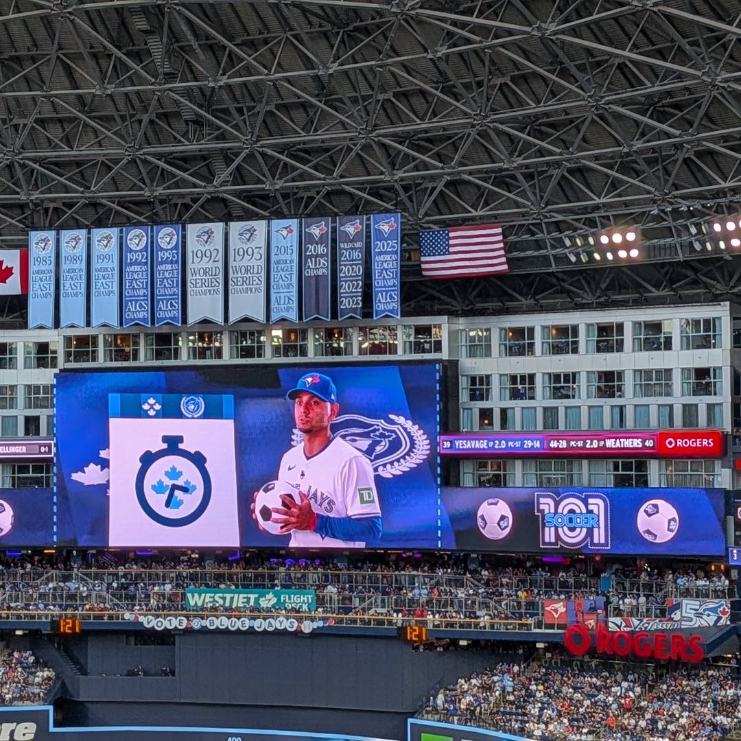 12 June Jays-Yankees game was soccer themed