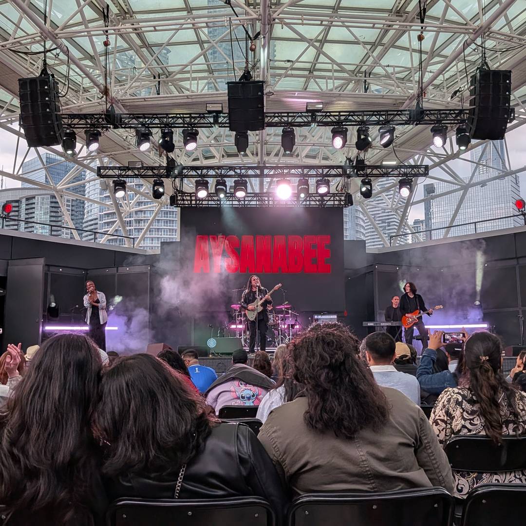 Indigenous Canadian musician Aysanabee and his band perform at Harbourfront