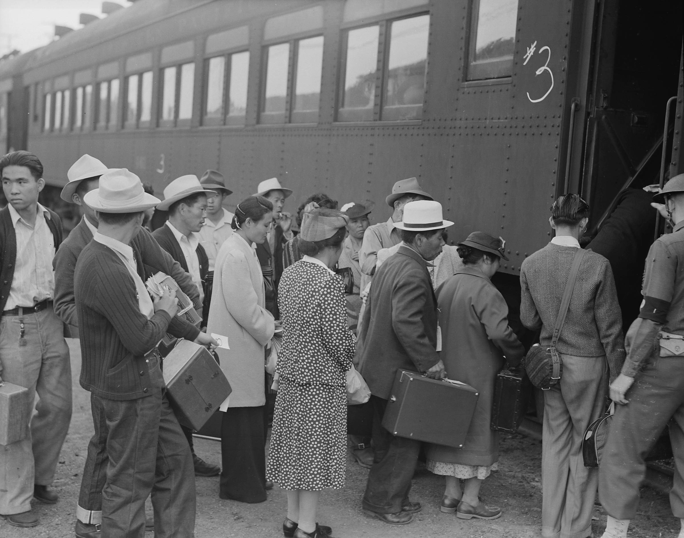 People boarding a train