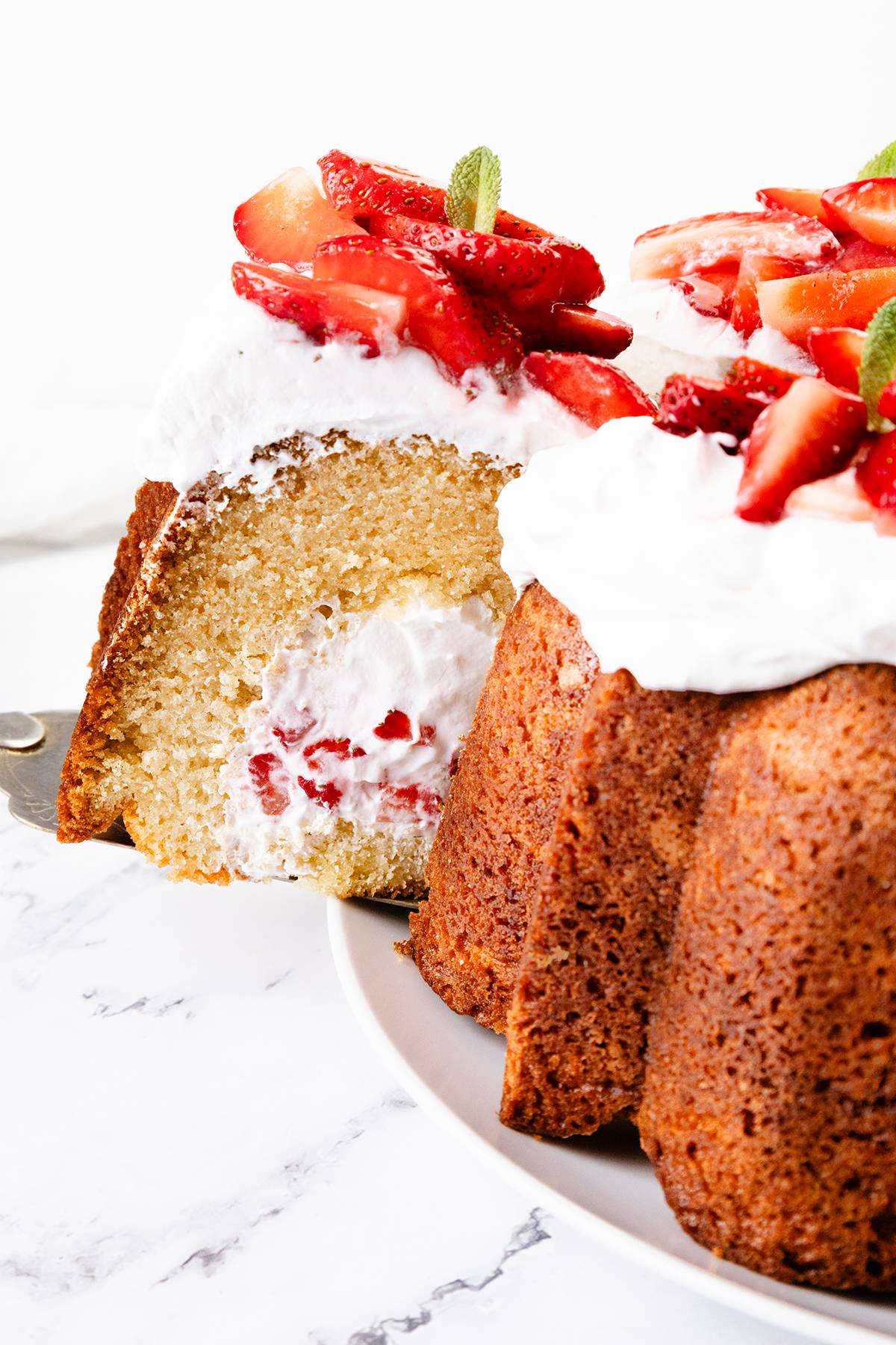 strawberry shortcake filled bundt cake