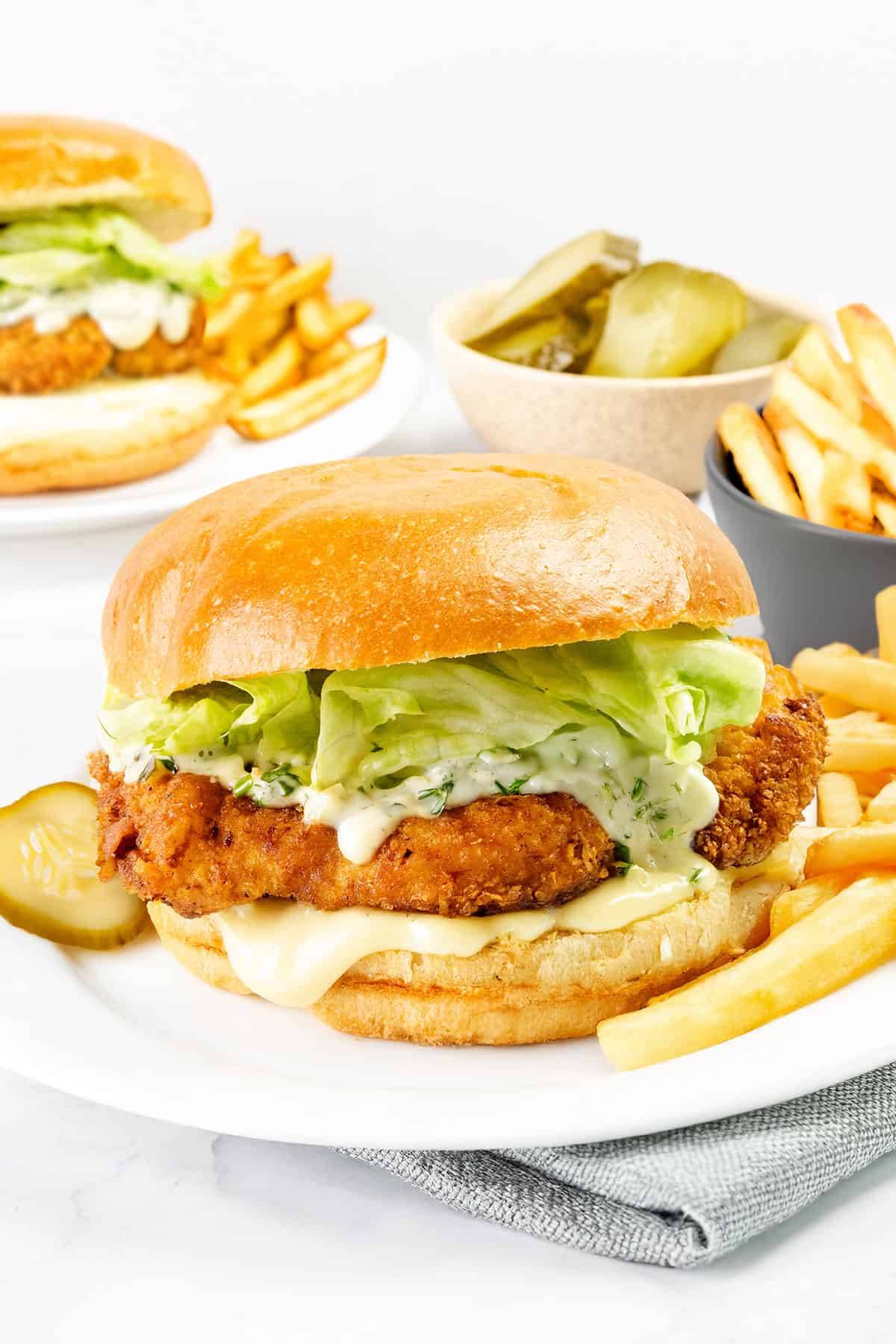 Pickle Brined Fried Chicken Sandwich