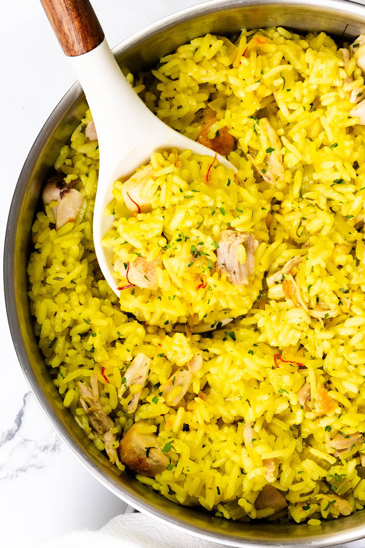 chicken, saffron, and yellow rice 