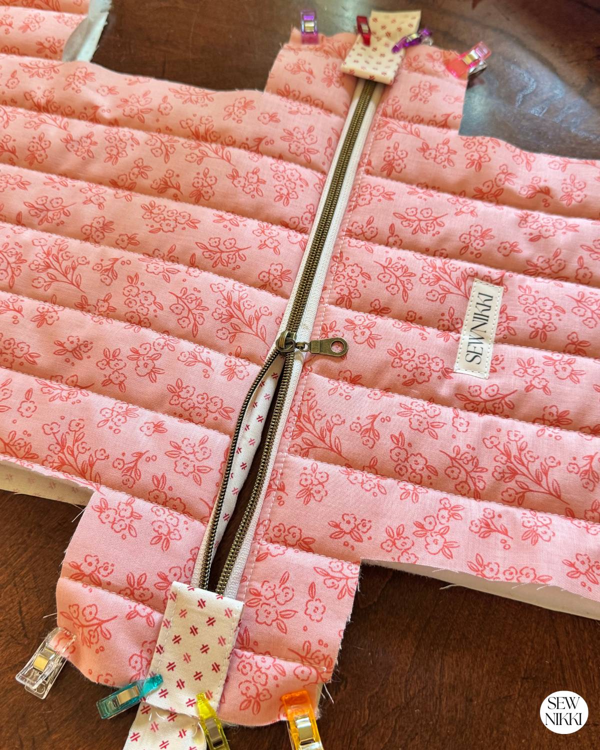 handmade quilted makeup bag with zipper