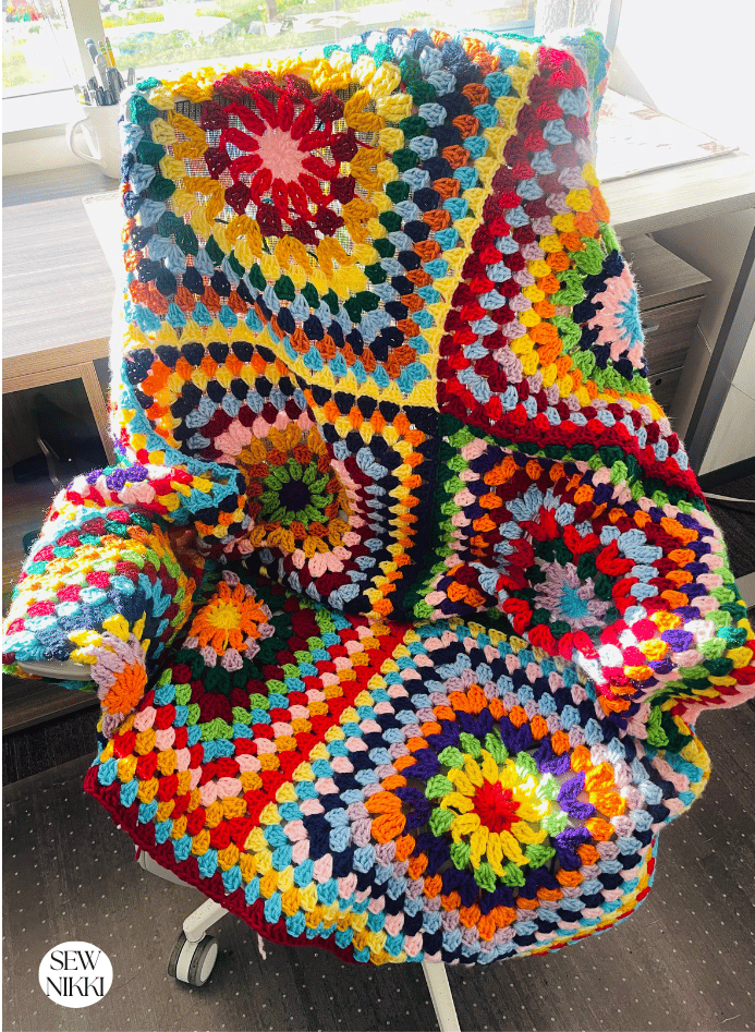 Sunburst Granny Square Blanket Crochet Pattern