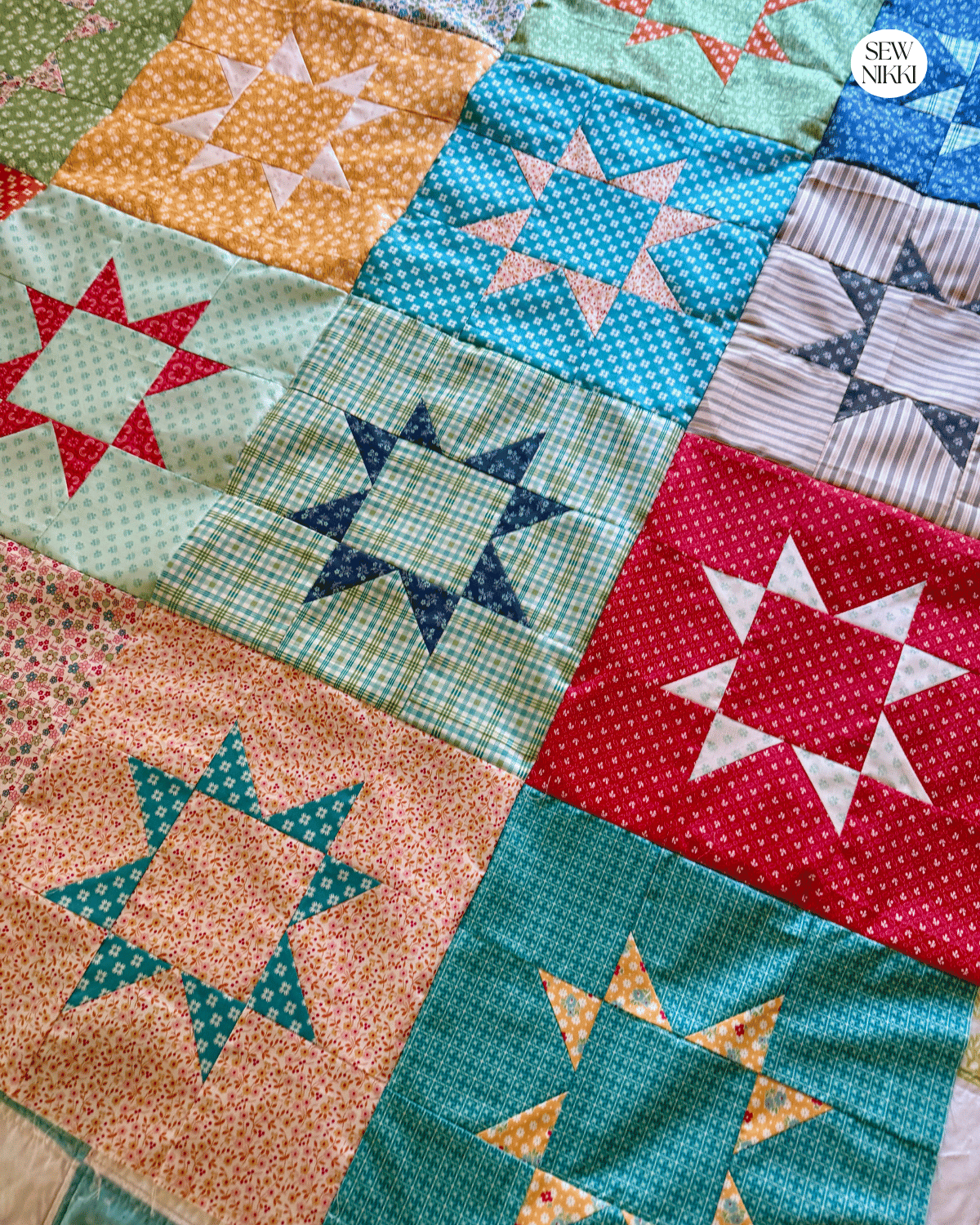eight point star quilt block tutorial and pattern
