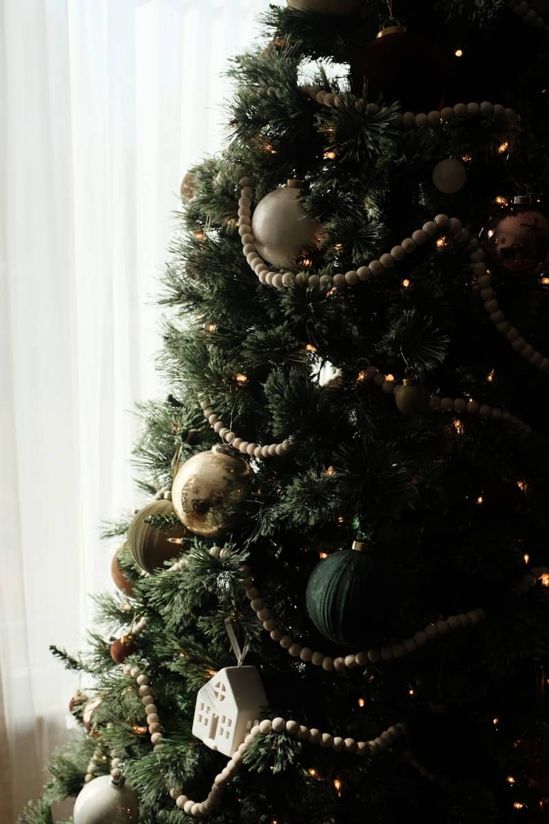 A decorated christmas tree with ornaments and ornaments.
