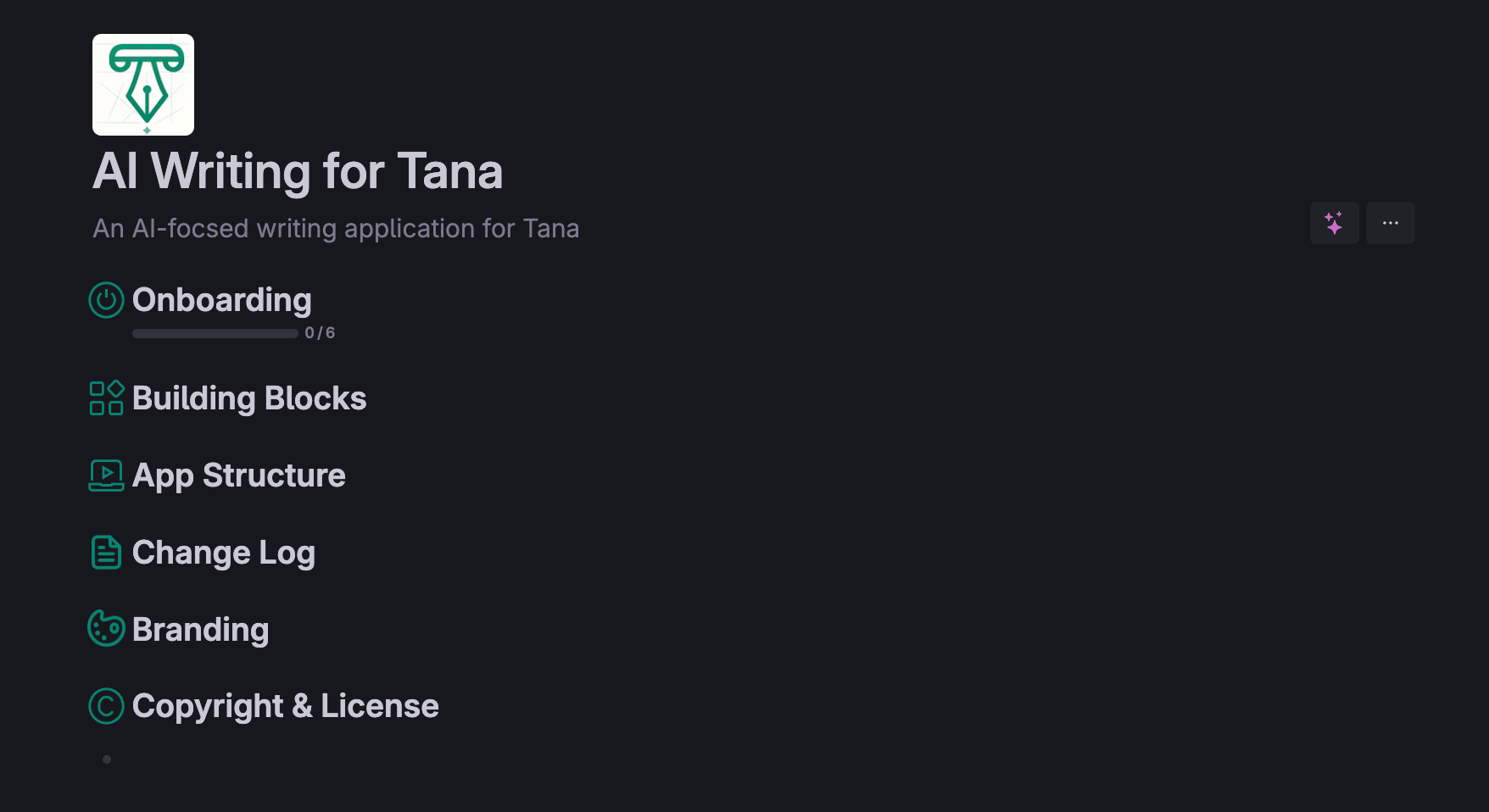 AI Writing for Tana overview