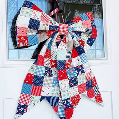 Patchwork Bow in red, white, and blue fabrics by Sherri & Chelsi for Moda Fabrics
